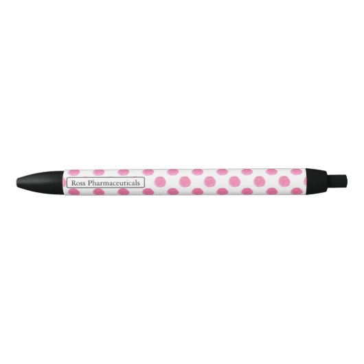 Stylo Noir aquarelle rose pois dotty design (Devant)