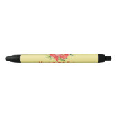 Stylo Noir Aquarelle Rouge Poppies Personnalisé (Devant)