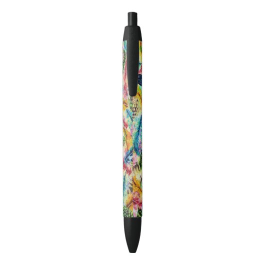 Stylo Noir Aquarelle tendance mignonne éclaboussures de plume (Dos (Vertical))