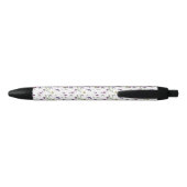 Stylo Noir Aquarelle violette Motif Irises Florales (Dos)