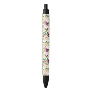 Stylo Noir Aquarelle violette rose Fille