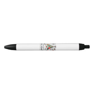 Stylo Noir Arbre de Noël géométrique Joyeux Festive des Fêtes