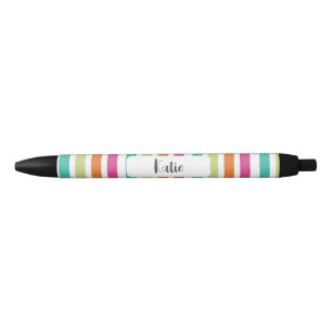Stylo Noir Arc-en-ciel bandes verticales coloré rétro multico