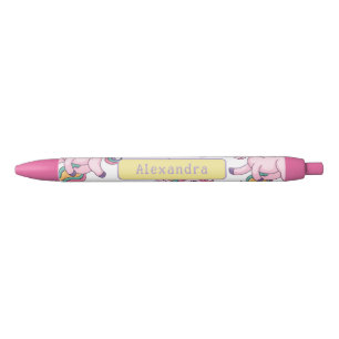 Stylo Noir Arc-en-ciel Licorne Mignonne