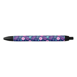 Stylo Noir Arrière - plan à motif floral mignon