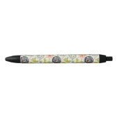 Stylo Noir Arrière - plan floral 2 (Devant)