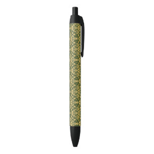 Stylo Noir Arrière - plan floral en bois de motif de damassé