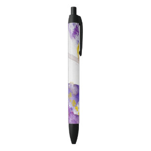 Stylo Noir arrière - plan jaune et pourpre d'aquarelle