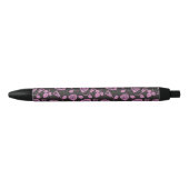 Stylo Noir Arrière - plan rose floral (Devant)