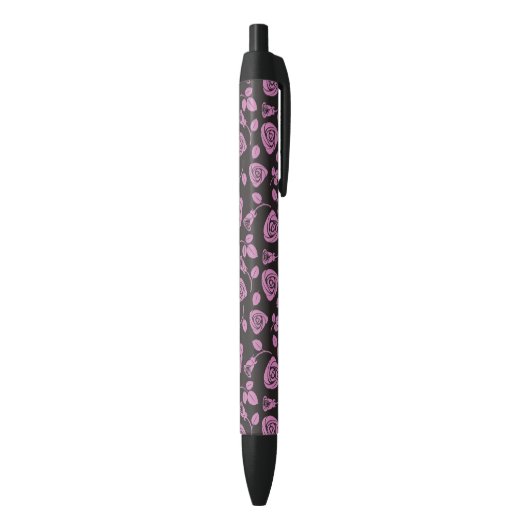 Stylo Noir Arrière - plan rose floral (Bas (Vertical))