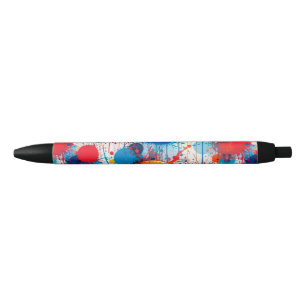 Stylo Noir Art abstrait de taches colorées
