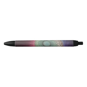 Stylo Noir Art abstrait d'escargot coloré moderne fractal