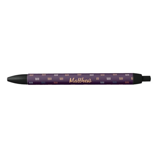 Stylo Noir Art Abstrait moderne violet Motif sans couture (Devant)
