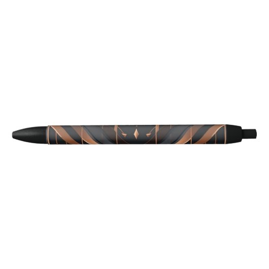 Stylo Noir Art Deco Copper & Silver Geometric Design (Devant)