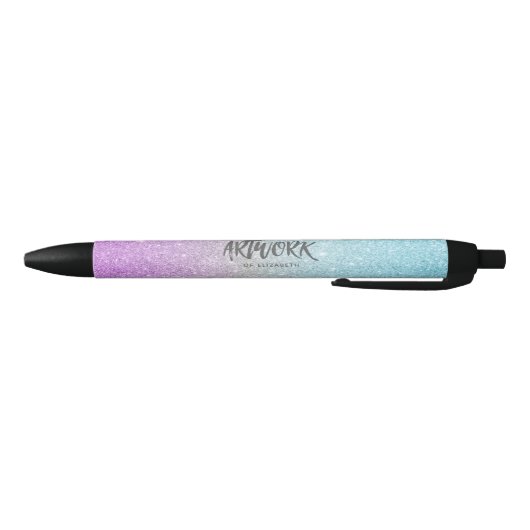 Stylo Noir Artiste Elegant Bleu Purple Parties scintillant (Bas)