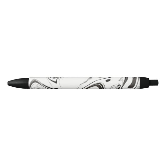 Stylo Noir B) de marbrure noir et blanc (Devant)