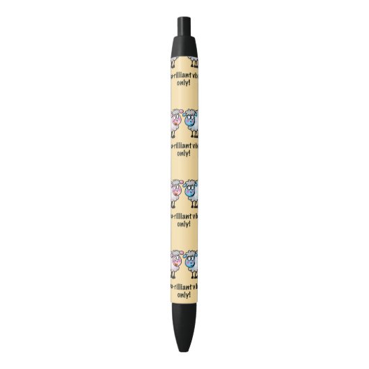 Stylo Noir Baa-rilliant - Cute Cartoon Sheep Pair (devant Vertical)