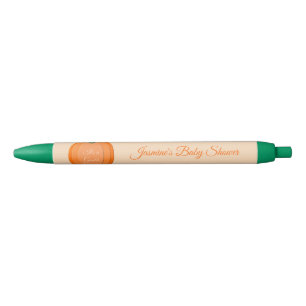 Stylo Noir Baby shower Citrouille neutre genre mignon Orange
