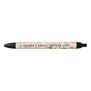 Stylo Noir Baby shower ou Fête des mariées de bouquet fleuri