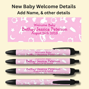 Stylo Noir Baby Welcome - Ajouter le nom et le détail sur Pin