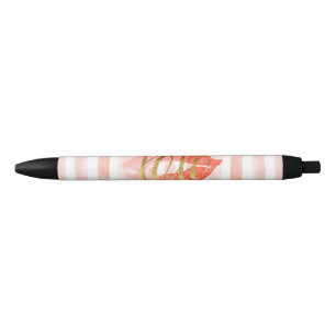 Stylo Noir Baiser d'aquarelle XOXO en or rose vif