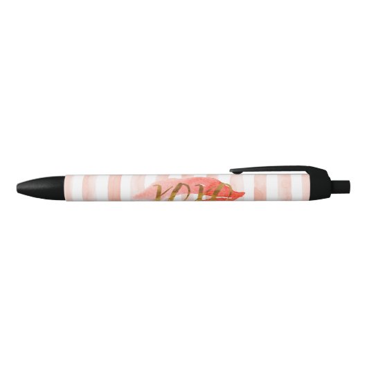 Stylo Noir Baiser d'aquarelle XOXO en or rose vif (Haut)