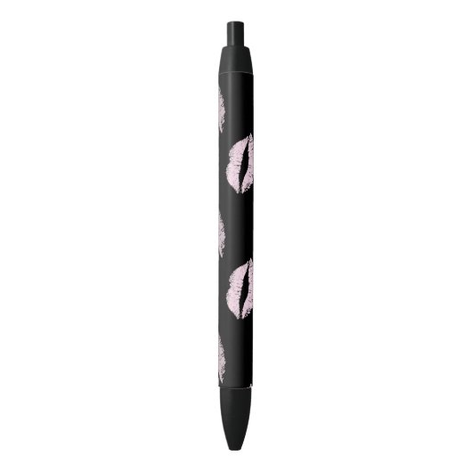 Stylo Noir Baisers Rose Argenté (devant Vertical)