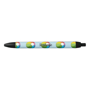 Stylo Noir Bal De Plage Coloré Ajouter votre nom