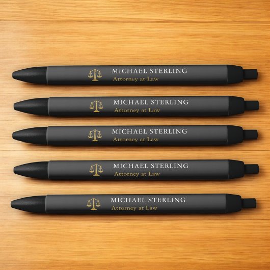Stylo Noir Balance de procureur classique Justice noire Or no