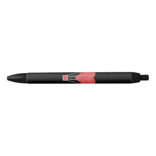 Stylo Noir Ballons à air chaud de coeur mignon