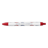 Stylo Noir Ballons patriotiques rouge blanc bleu nom (Devant)