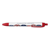 Stylo Noir Ballons patriotiques rouge blanc bleu nom (Bas)