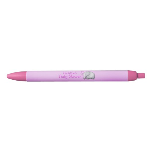 Stylo Noir Balloons doux Douche bébé rose éléphant (Devant)