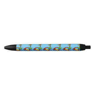Stylo Noir Bande dessinée mignonne de ski de jet de girafe