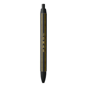 Stylo Noir Bandes de Parties scintillant d'or