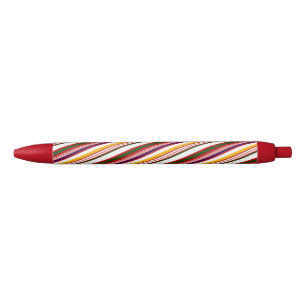 Stylo Noir Bandes de Sucre de canne multicolore Noir de Noël