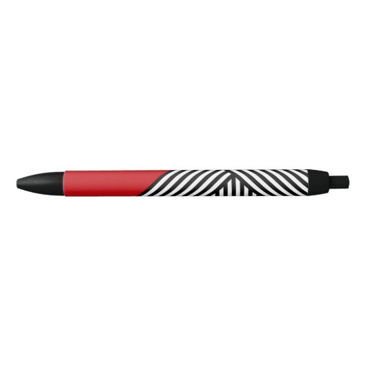 Stylo Noir Bandes noires et blanches avec triangle rouge (Devant)
