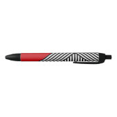 Stylo Noir Bandes noires et blanches avec triangle rouge (Bas)