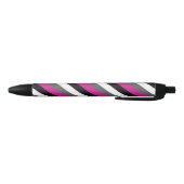 Stylo Noir Bandes rose, noire, blanche et grise (Bas)
