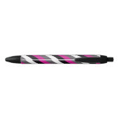 Stylo Noir Bandes rose, noire, blanche et grise (Dos)