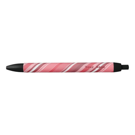 Stylo Noir Bandes roses de bonbons (Devant)