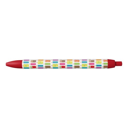 Stylo Noir Barres de crème glacée et Popsicles (Devant)