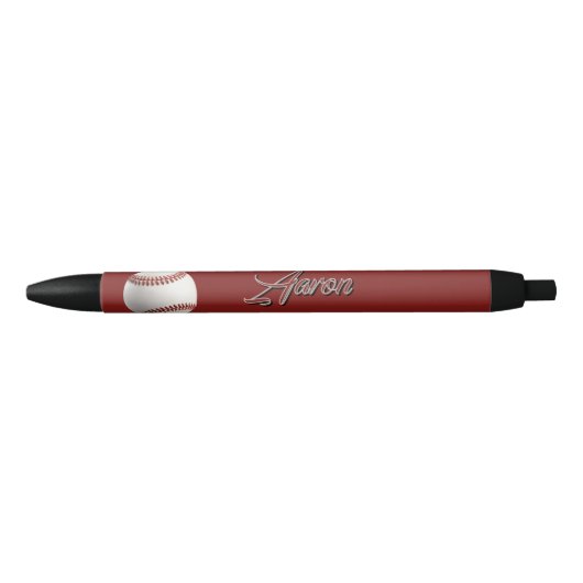 Stylo Noir Baseball Personnalisé (Devant)