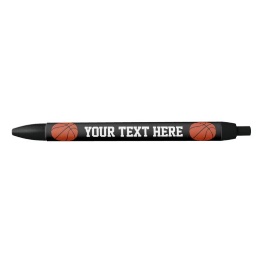 Stylo Noir Basketball Custom Team Name / Text Coach's Pens 🏀 (Devant)