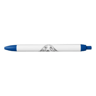 Stylo Noir basset hound noir blanc yeux de chiot simple