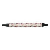 Stylo Noir Beau motif de pivoine de couleur sur le vert (Devant)