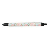 Stylo Noir Beau motif de rose avec le pois bleu (Devant)