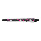 Stylo Noir Beaux crânes de Goth dans le rose lumineux (Bas)