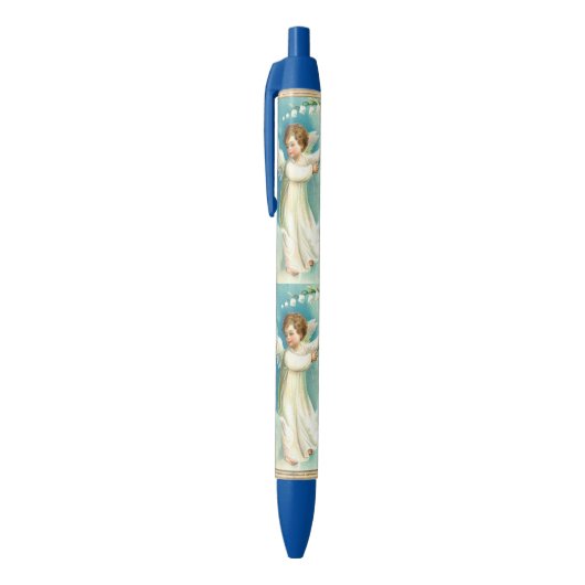 Stylo Noir Bébé ange au grelot bleu (Haut (Vertical))