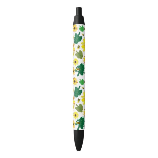 Stylo Noir Bee de tournesol mignonne (devant Vertical)